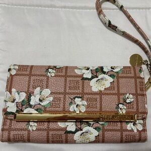 Steve Madden Pink and Gold Floral Clutch